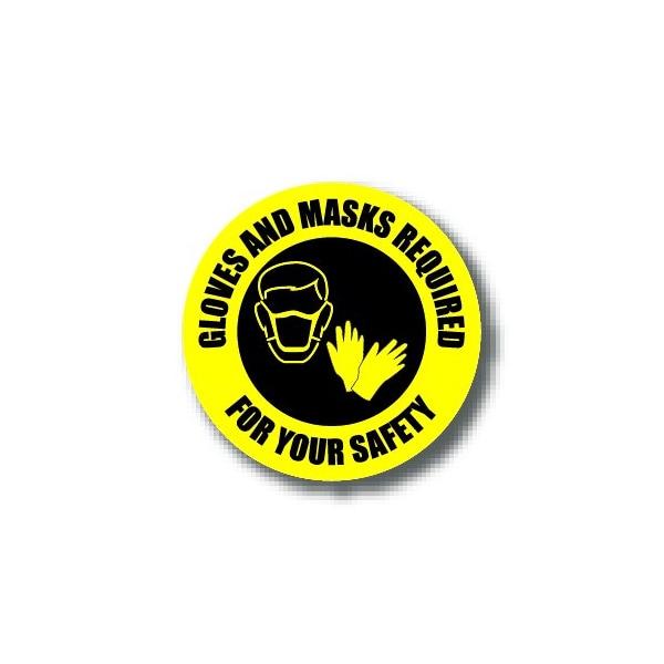 Ergomat 6in CIRCLE SIGNS Gloves And Mask Required For Your Safety DSV-SIGN 36 #6310 -UEN - main